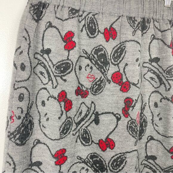 Peanuts | Snoopy Knit Skirt Medium Gray Red Smoo-chu - Picture 5 of 9